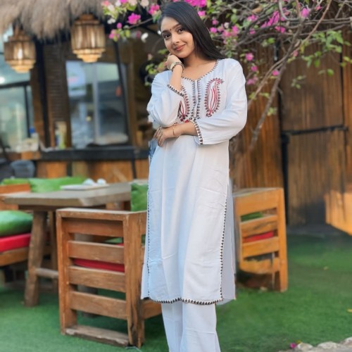 Co-Ords Set Two Piece - ভিআইপি কটনে হেভি এমব্রয়ডারি কালকা ডিজাইন