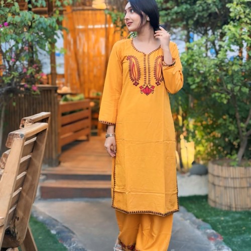 Co-Ords Set Two Piece - ভিআইপি কটনে হেভি এমব্রয়ডারি কালকা ডিজাইন