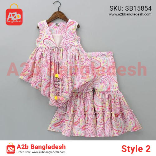 Trendy Baby Tops with Sharara for Girls (Age 3-12 Years) – Premium Linen