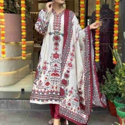 Premium Quality Digital Print Three Piece Set SB18442 – Cotton Silk Blend